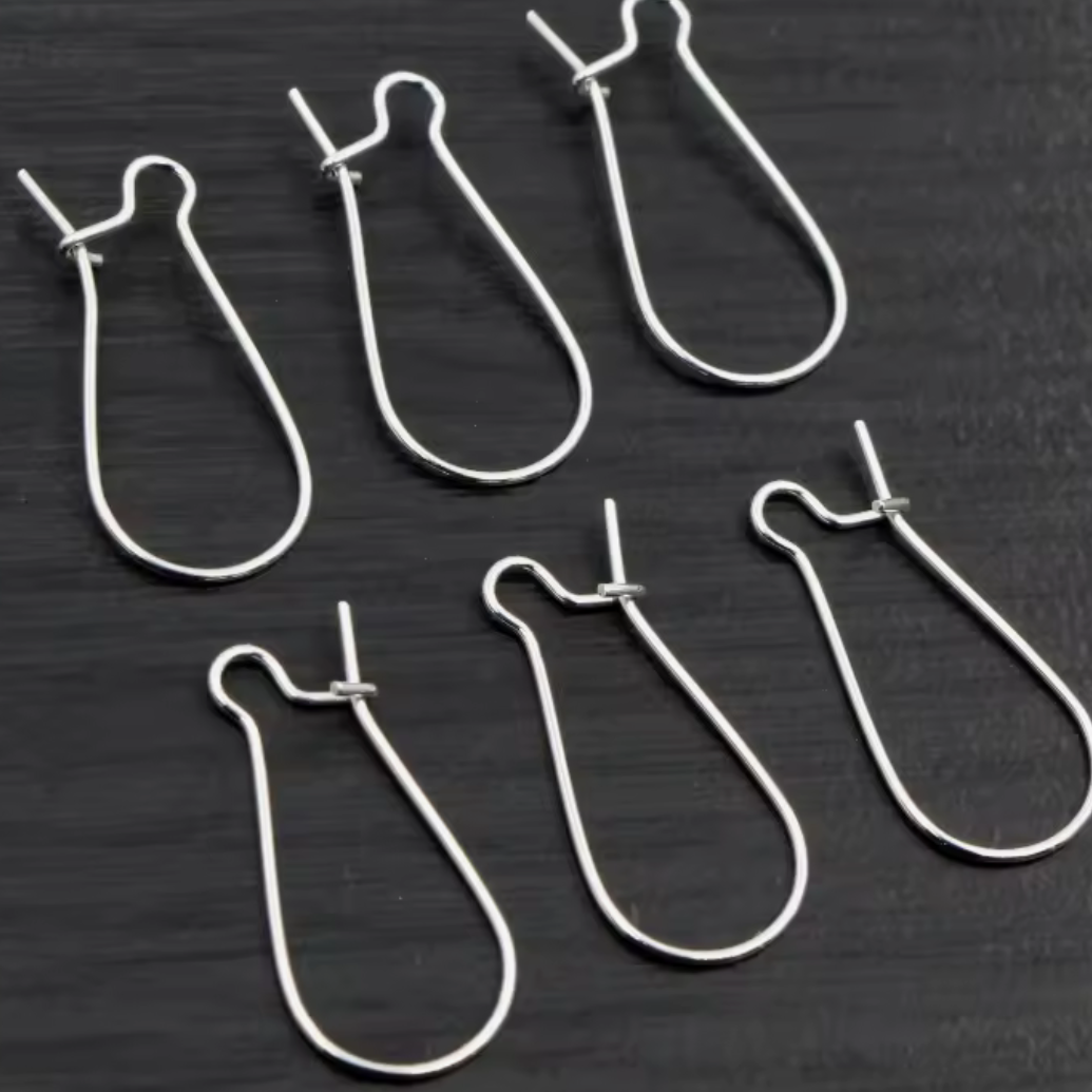 24*11mm Rounded Kidney Earwire Silver Earring Findings 100 pcs, Basics Basics