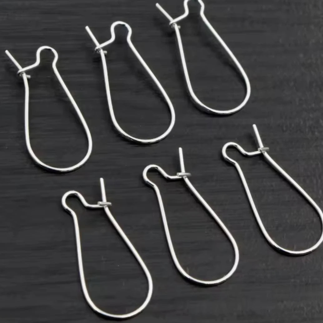 24*11mm Rounded Kidney Earwire Silver Earring Findings 100 pcs, Basics Basics
