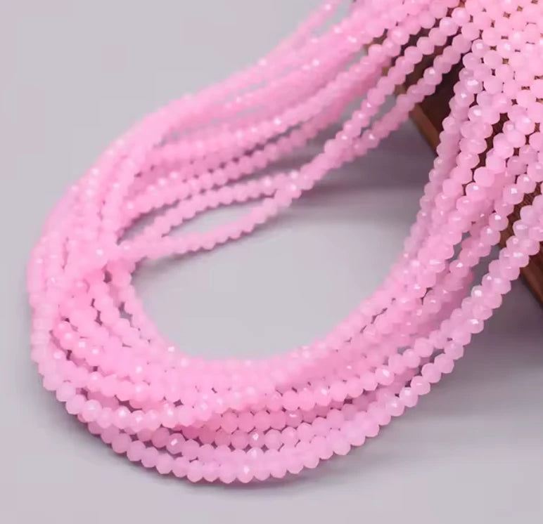 3*4mm Light Pink Opal Glass Rondelle Beads (~8 Inch Strand) Sundaylace Creations & Bling