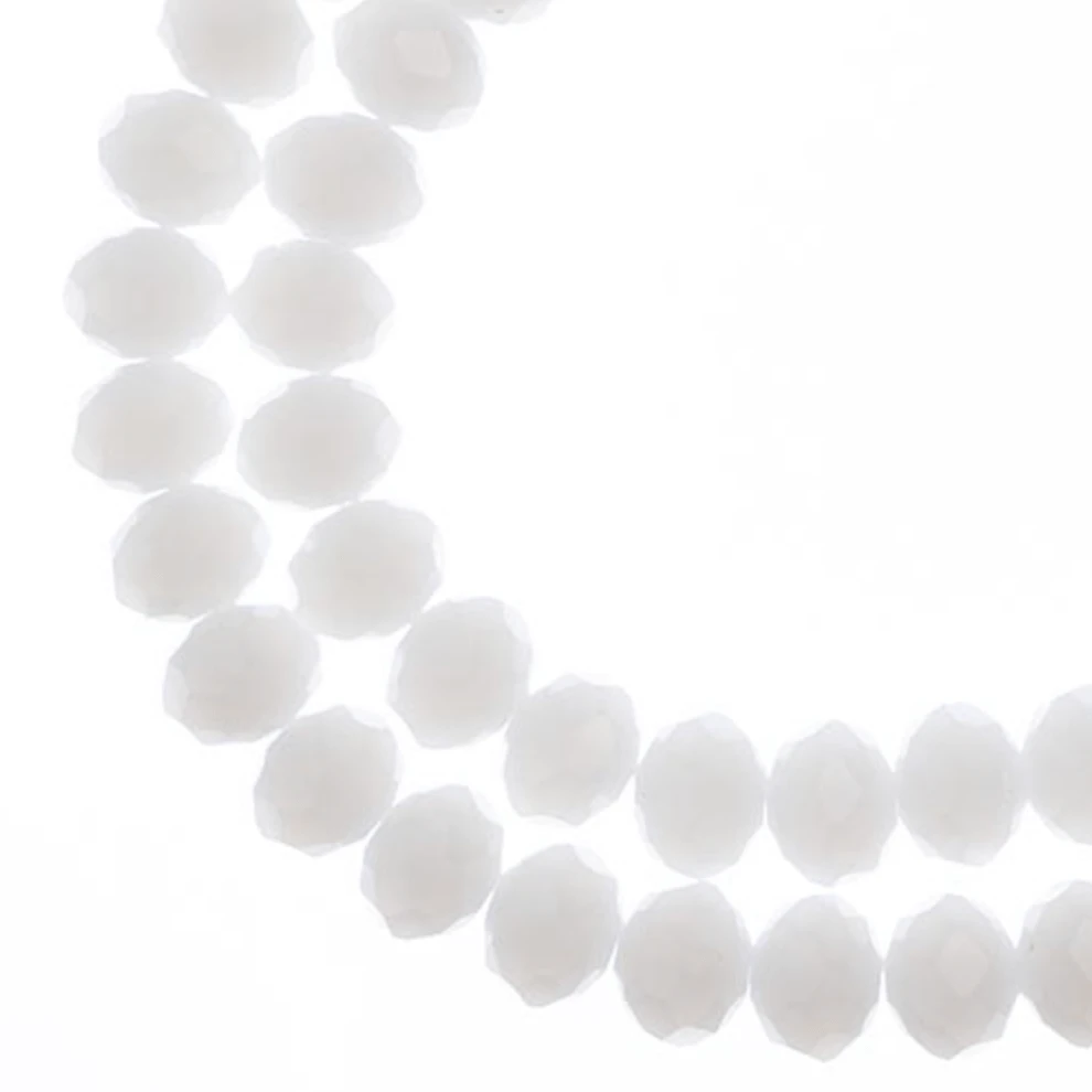 8*10mm Crystal Lane Rondelle, Opaque White Matte Rondelle Beads