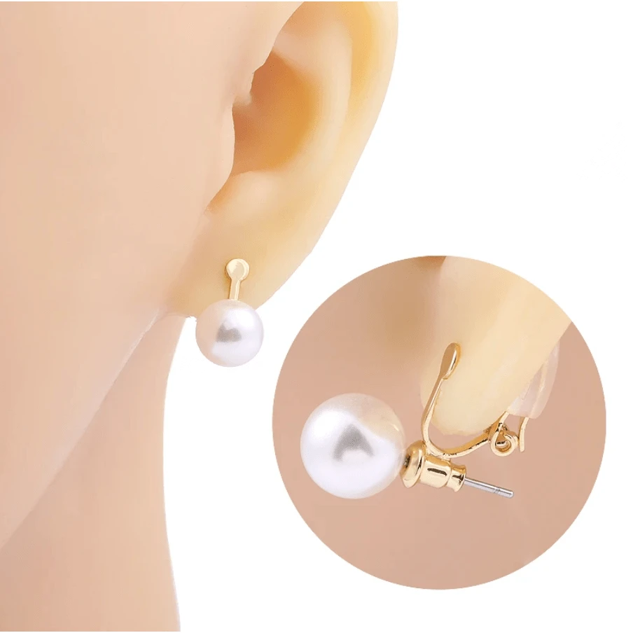 8*12mm Silver Earring Clip-on Adapters to transform beaded earring finding, (5 Pairs) Basics Basics