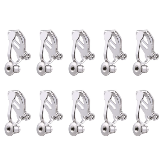8*12mm Silver Earring Clip-on Adapters to transform beaded earring finding, (5 Pairs) Basics Basics