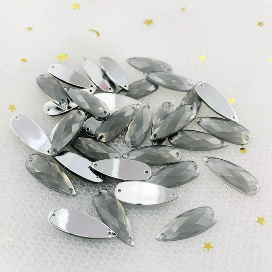 Opal Grey 8*22m Mixed Opal, Long Teardrop, Glue on, Resin Gem (Sold in Pair) Resin Gems