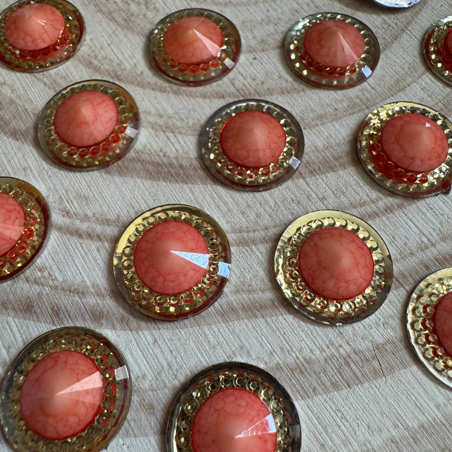 16mm Coral Orange Round Flatback Rhinestone Trim Stone, Resin Gem, (Sold in Pair) Sundaylace Creations & Bling