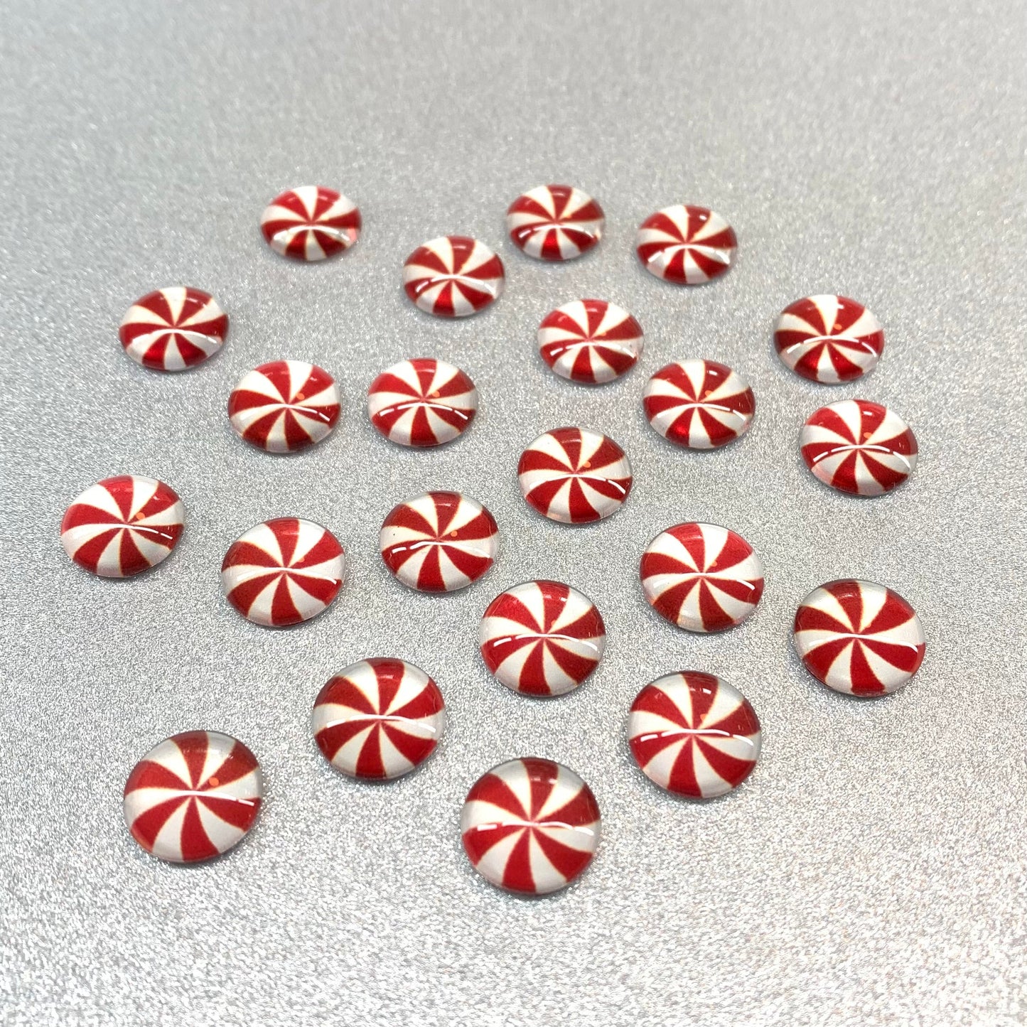8mm Candy Cane Swirl Round, Glue On, Resin Gem, (Sold in Pair) Sundaylace Creations & Bling
