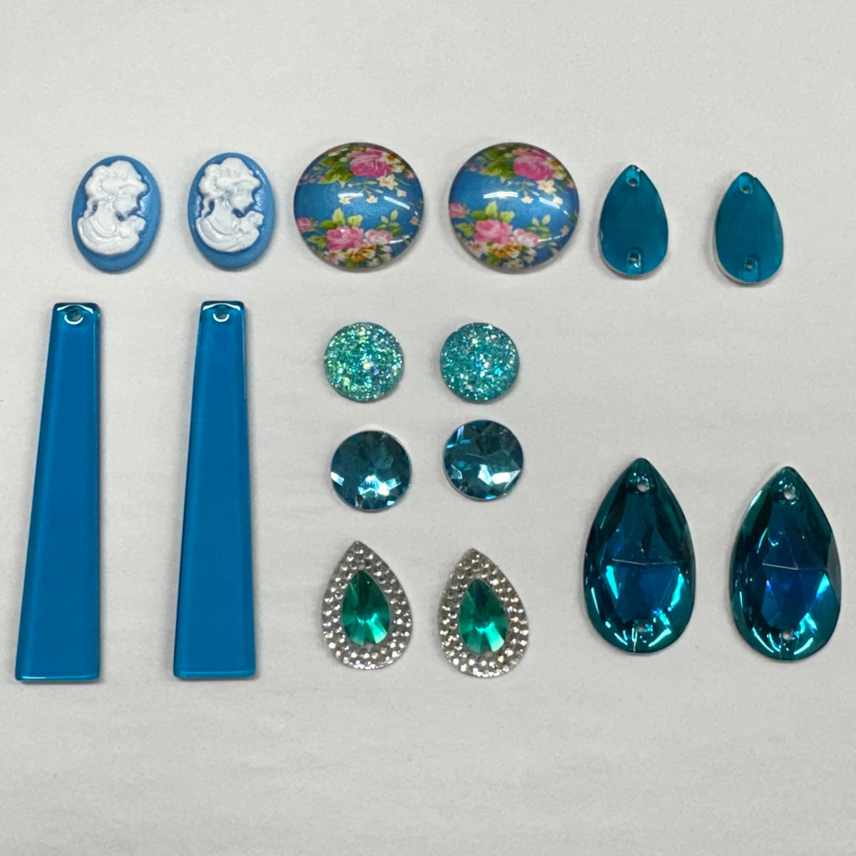 "Azure" 8 Pairs of Resin Gem Set, Promotions Sundaylace Creations & Bling