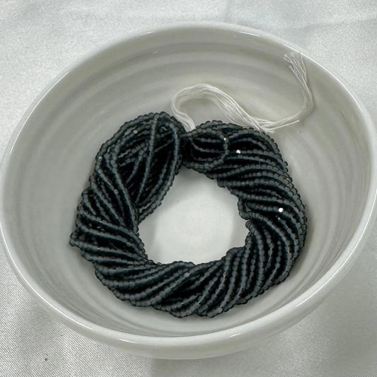 11/0 Charlotte Cut Seed Bead - Matte Black Diamond Grey 10g India Sheen Charlotte Cut Seedbeads