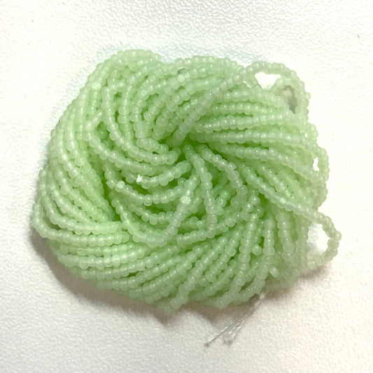 13/0 Charlotte Cut Seed Bead -Chrysolite Opal Green 10g India Sheen Charlotte Cut Seedbeads