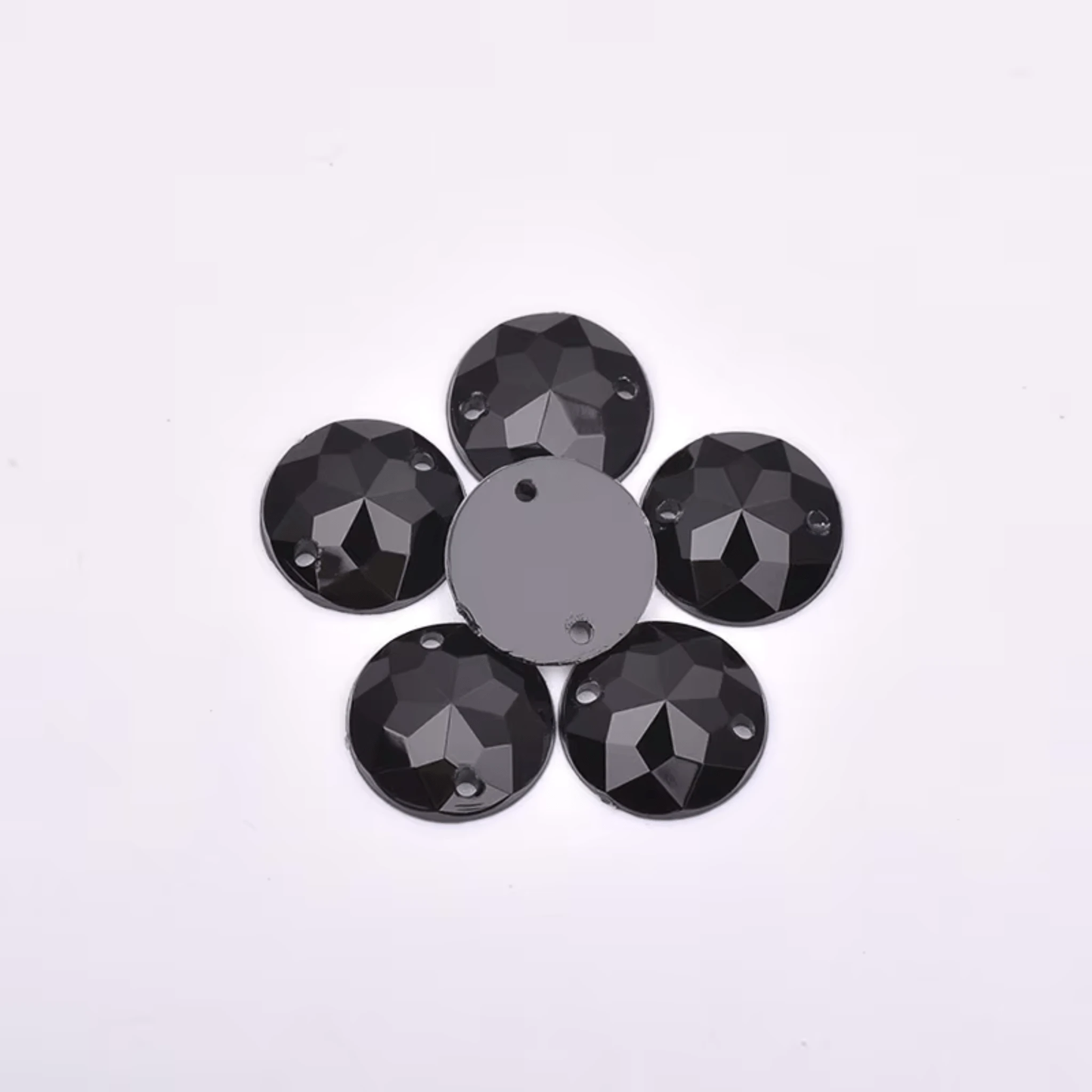 8mm Black Round Crystal AB Rhinestone, Sew on Acrylic, Fancy Glass Gems (Sold in Pair) Glass Gems