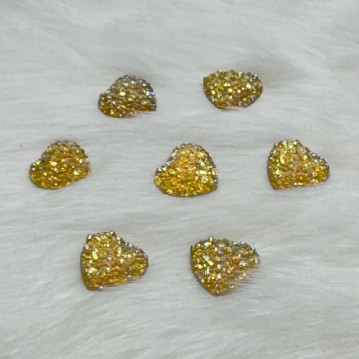 12mm AB Heart Druzy Texture Glue on Resin Gem (Sold in Pair) Resin Gems