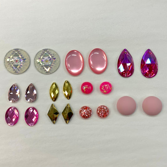 Pink/gold 10 pair Gem Set Sundaylace Creations & Bling