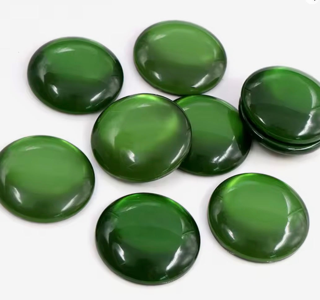 25mm Olive Green "Cat Eye" Reflective Rivoli, Glue on, Resin Gem (Sold in Pair) Resin Gems