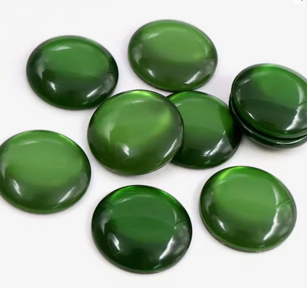 25mm Olive Green "Cat Eye" Reflective Rivoli, Glue on, Resin Gem (Sold in Pair) Resin Gems