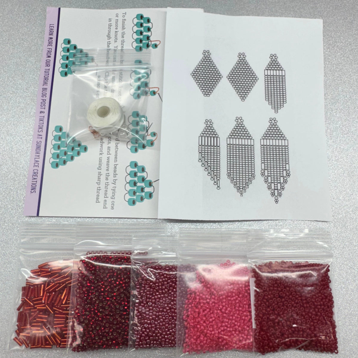 Red ♥️ Themed Dangle Earring Starter Brick Stitch Bead Kit, Promotions Sundaylace Creations & Bling