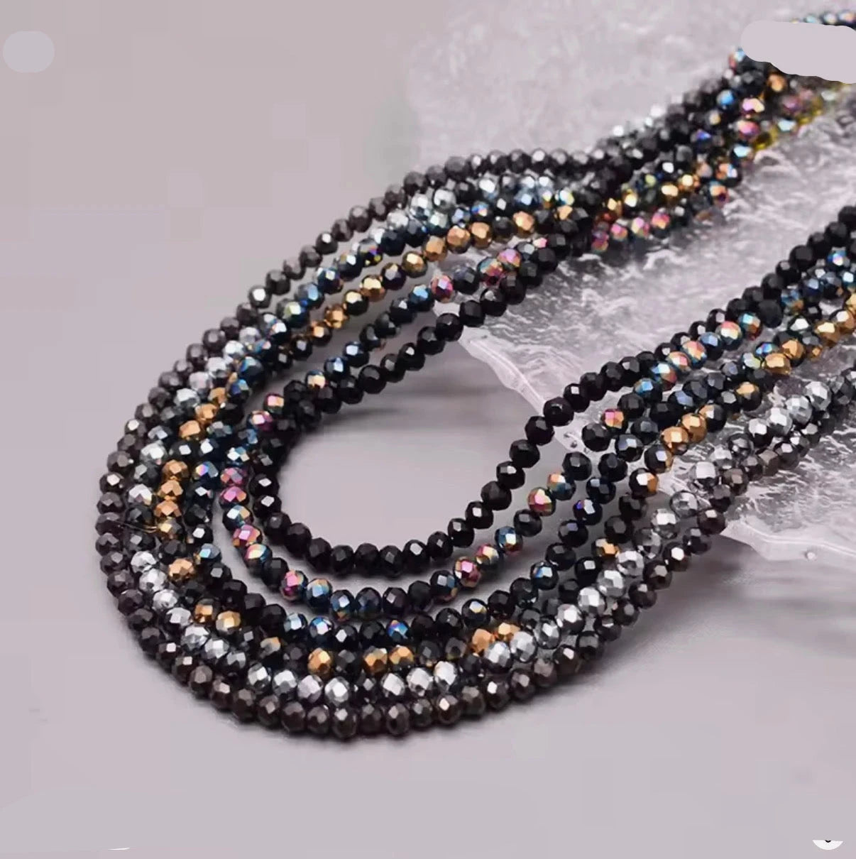 4mm Midnight Metallic Mix AB 6 strand/bag 720pcs Rondelle Crystal Glass Beads Bicone/Rondelle