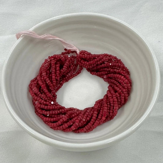 11/0 Charlotte Cut Seed Bead- Crystal Matt Ruby Lined *10g Hank* India Sheen Charlotte Cut Seedbeads