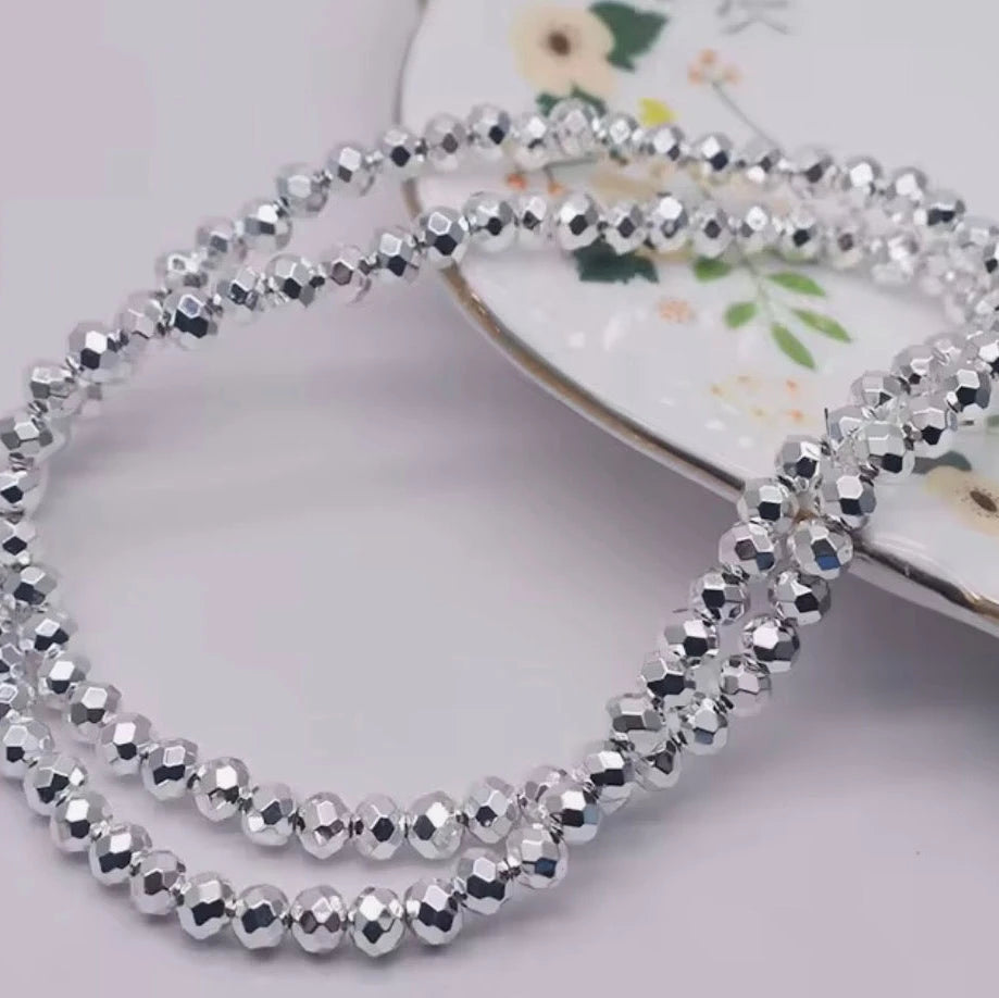 4mm Metallic Silver Rondelle Sundaylace Creations & Bling