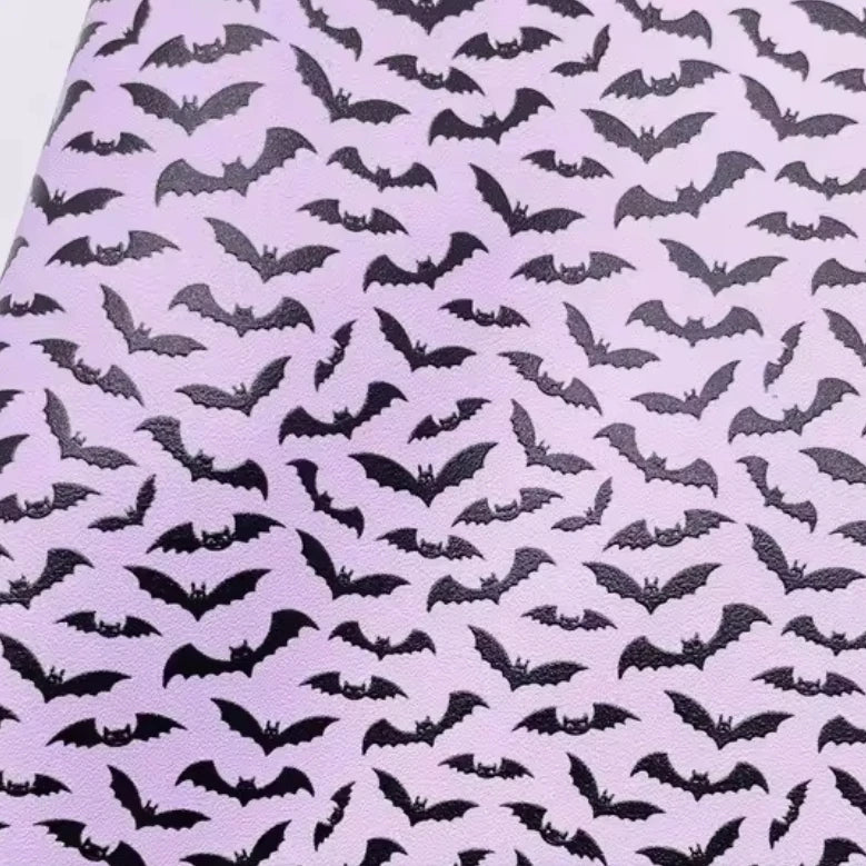 21*29cm Bats On Light Purple Background Sheets, Long Leatherette Sheets Leatherette
