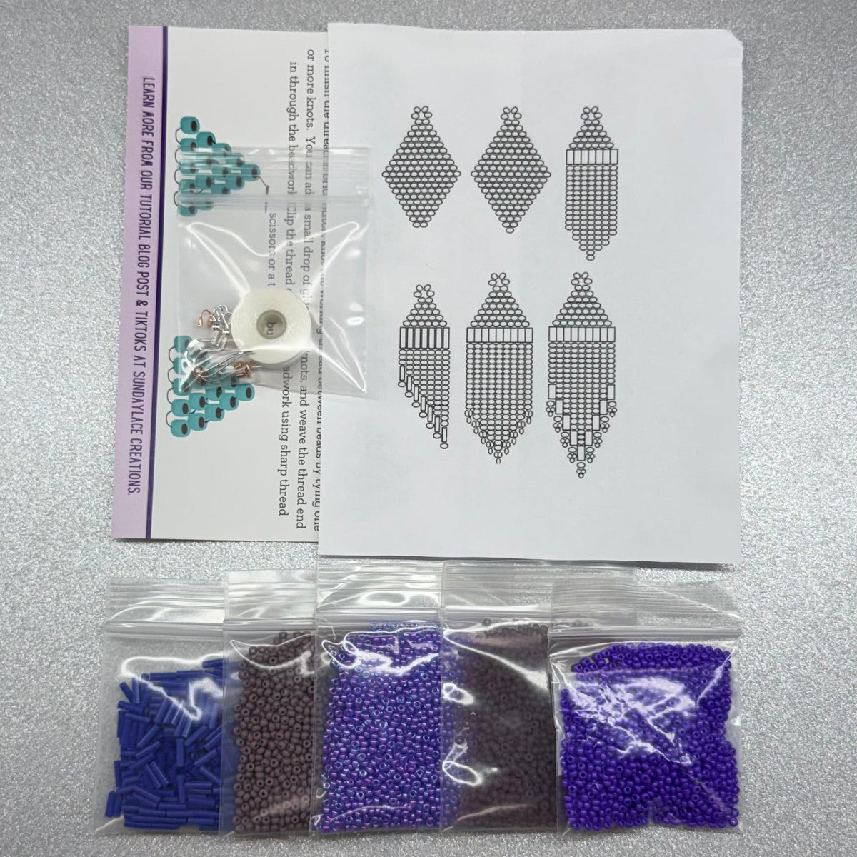 Purple 💜 Themed Dangle Earring Starter Brick Stitch Bead Kit, Promotions Sundaylace Creations & Bling