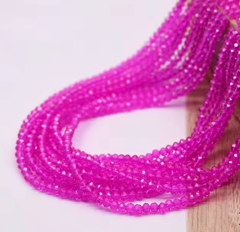 3*4mm Hot Pink Opal Glass Rondelle Beads (~8 Inch Strand) Sundaylace Creations & Bling