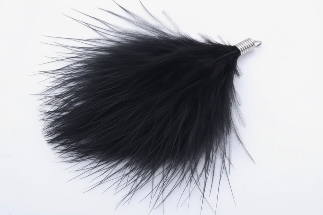 80mm Soft Fluffy Turkey Feather Tassel with one hole silver top, Earring Findings (Sold 5 pair) Sundaylace Creations & Bling