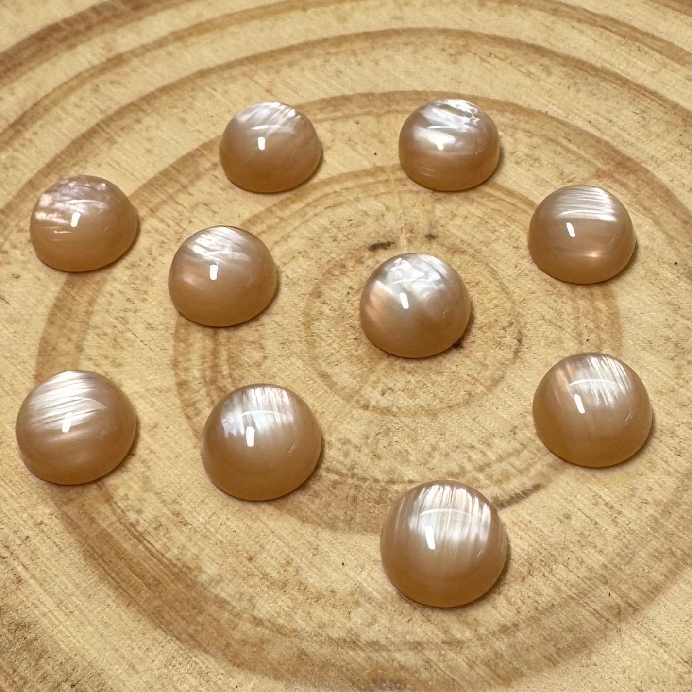 10mm Champagne Beige Cat’s Eye Round, Glue On, Resin Gem, (Sold in Pair) Sundaylace Creations & Bling