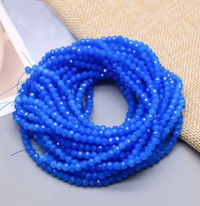 3*4mm Blue Opal Glass Rondelle Beads (~8 Inch Strand) Sundaylace Creations & Bling