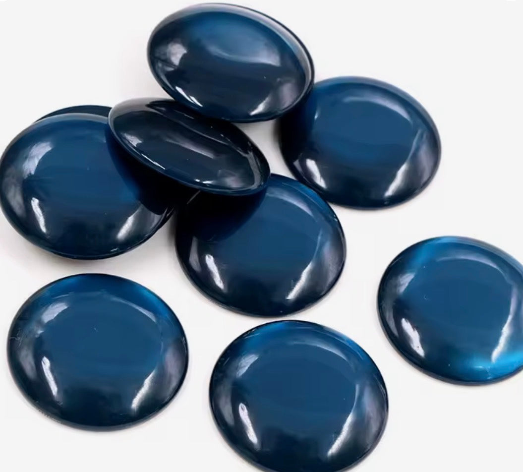 25mm Cobalt Blue "Cat Eye" Reflective Rivoli, Glue on, Resin Gem (Sold in Pair) Resin Gems