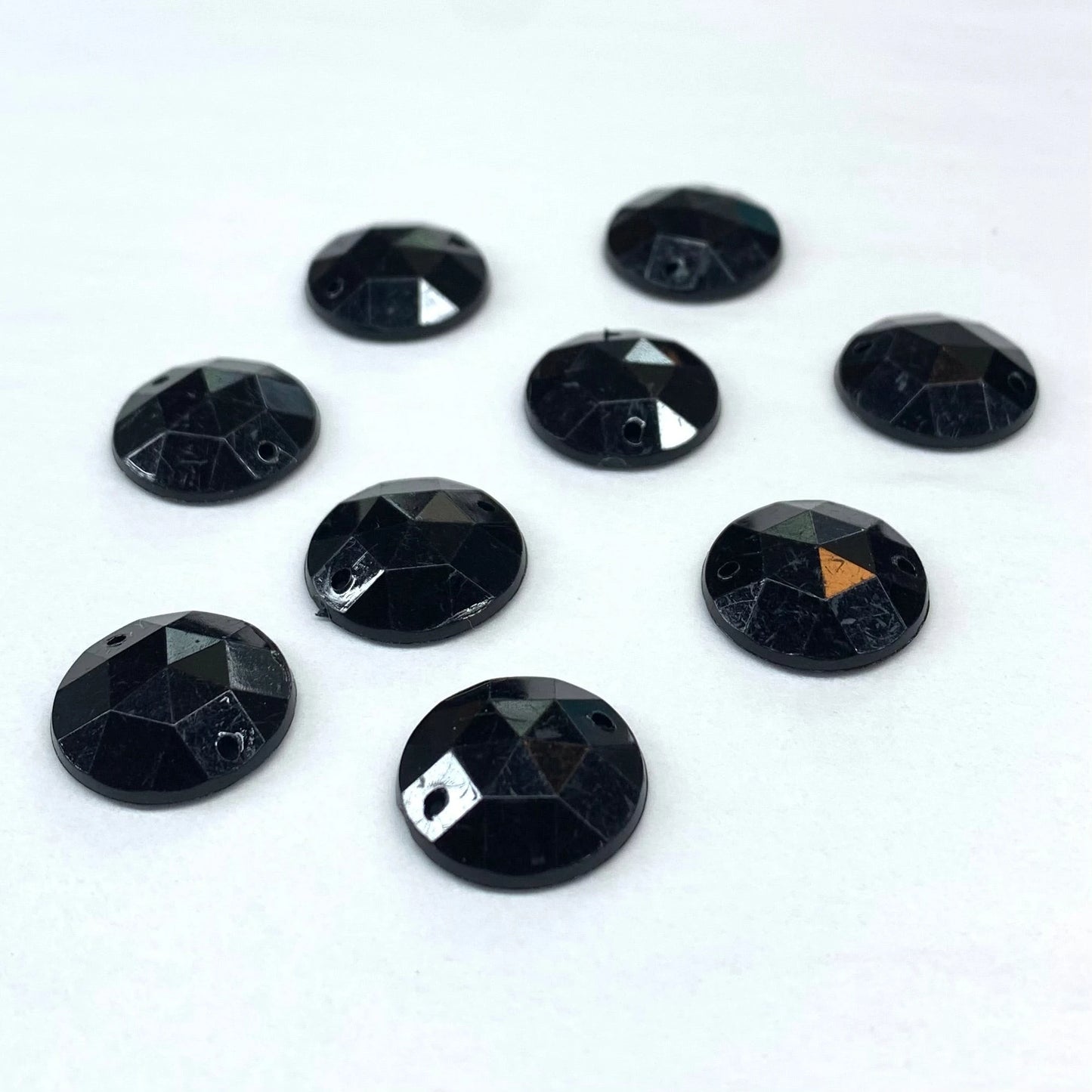 15mm Black Rivoli, Sew On, Resin Gem, (Sold in Pair) Sundaylace Creations & Bling
