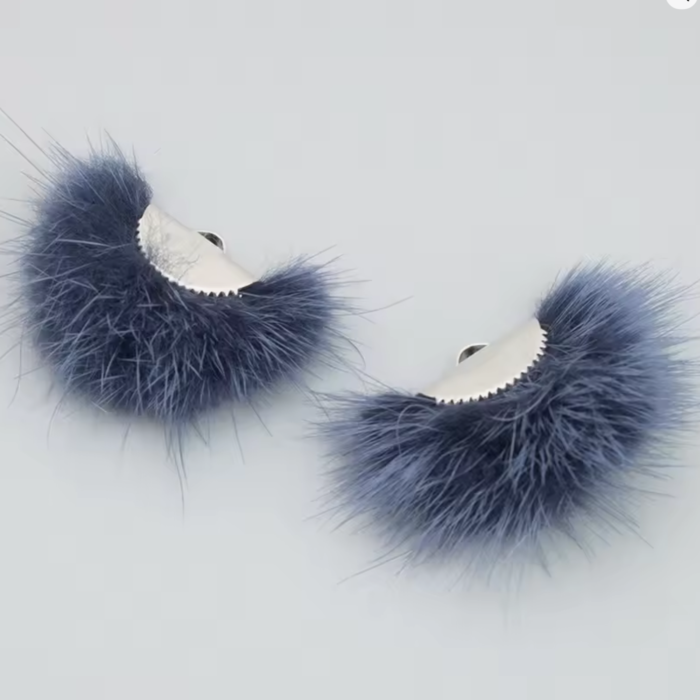 40mm Dark Blue Real Mink Fur SILVER Tassel, Earring Finding, (10 piece) Sundaylace Creations & Bling