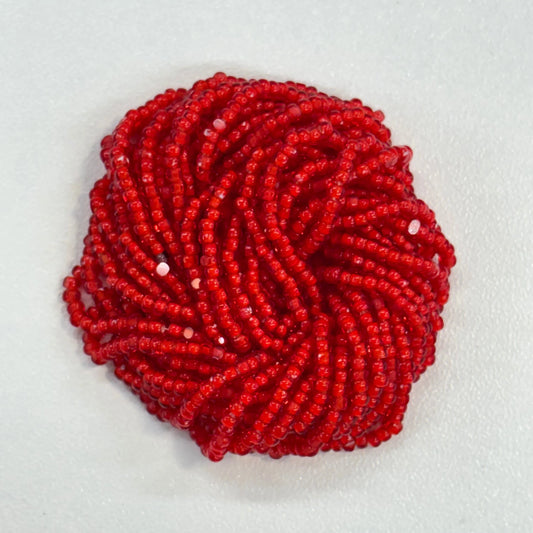 11/0 Charlotte Cut Seed Bead - Bright Red White Lined Siam (10g) India Sheen Charlotte Cut Seedbeads