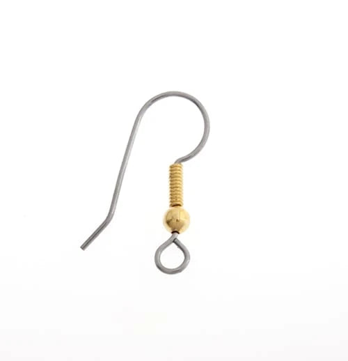 21mm Fish Hook Earwire 2-Tone Nickel/Gold (100pcs), Basics Basics
