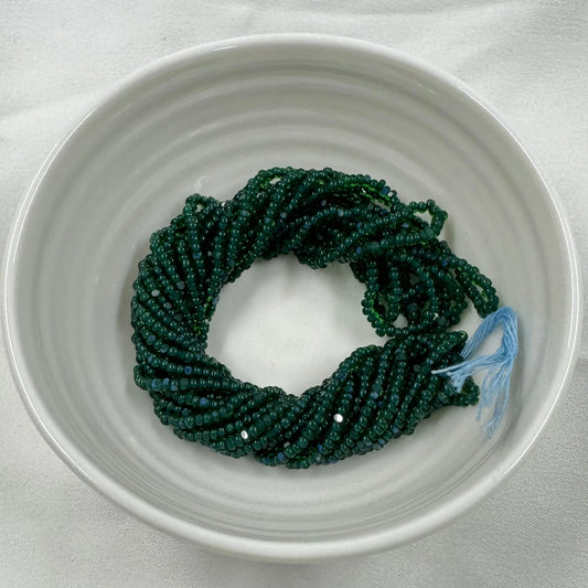 11/0 Charlotte Cut Seed Bead- Light Turquoise Green- Teal Blue Lined *10g Hank* India Sheen Charlotte Cut Seedbeads