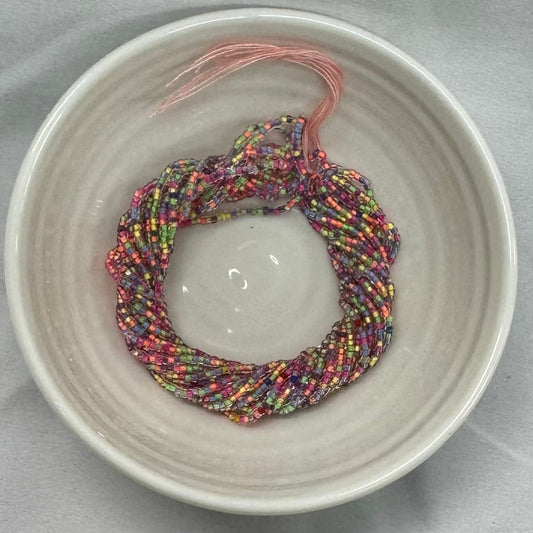 13/0 Charlotte Cut Seed Bead- Colour Lined Neon MIX *10g Hank* India Sheen Charlotte Cut Seedbeads