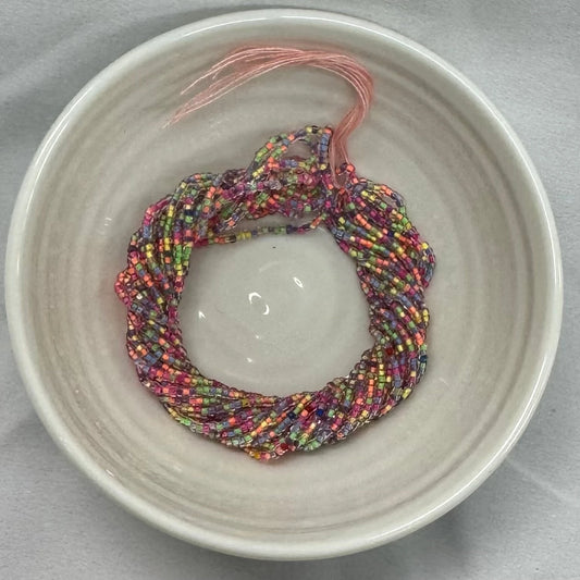 13/0 Charlotte Cut Seed Bead- Colour Lined Neon MIX *10g Hank* India Sheen Charlotte Cut Seedbeads