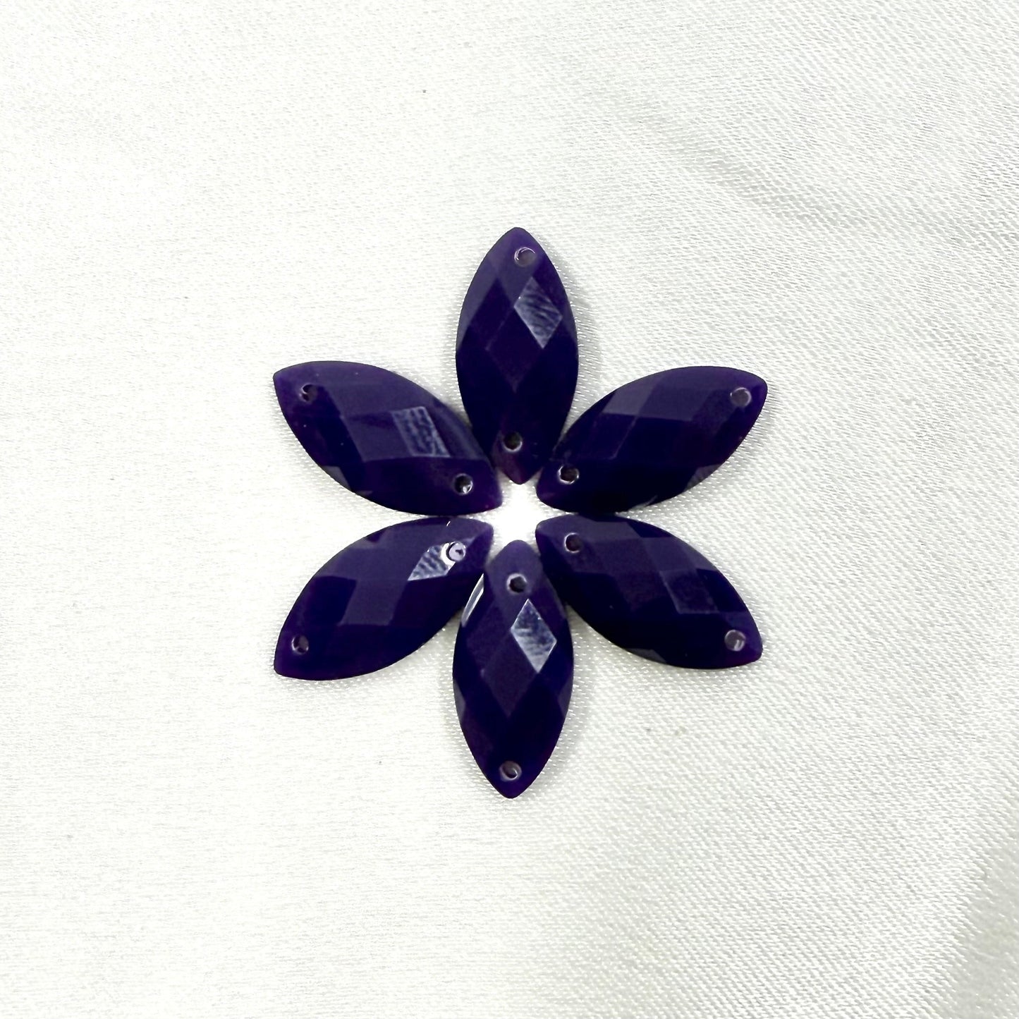 7*15mm Solid Purple Navette, Glue on, Resin Gem (Sold in 12 pcs) Resin Gems