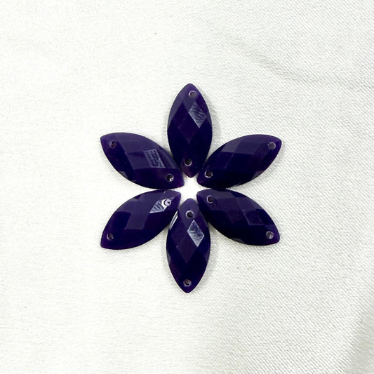 7*15mm Solid Purple Navette, Glue on, Resin Gem (Sold in 12 pcs) Resin Gems