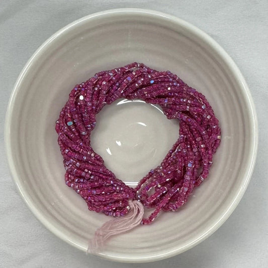 11/0 Charlotte Cut Seed Bead- Patina Electric Fuchsia Lined Aurore Boreale *10g Hank* India Sheen Charlotte Cut Seedbeads