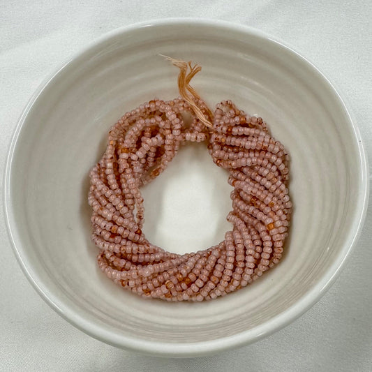 11/0 Charlotte Cut *Premium Seed Bead- White Opal Rose Gold Lined *10g Hank* India Sheen Charlotte Cut Seedbeads