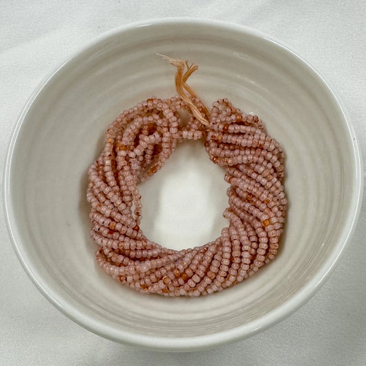 11/0 Charlotte Cut *Premium Seed Bead- White Opal Rose Gold Lined *10g Hank* India Sheen Charlotte Cut Seedbeads