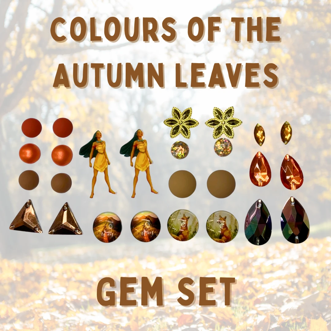 "Colours of Autumn" Tan/Orange Glass/Resin Cabs Gem Set 13 Gems Sets, Promotions Resin Gems