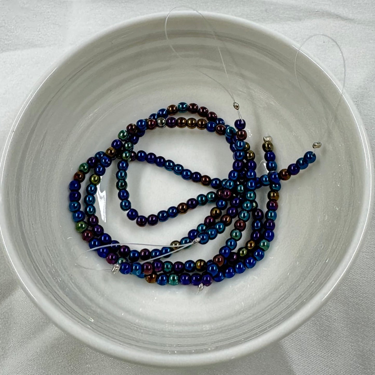 3mm Blue Iris Round Glass Bead, Single Strand (60pcs) Pearl Beads