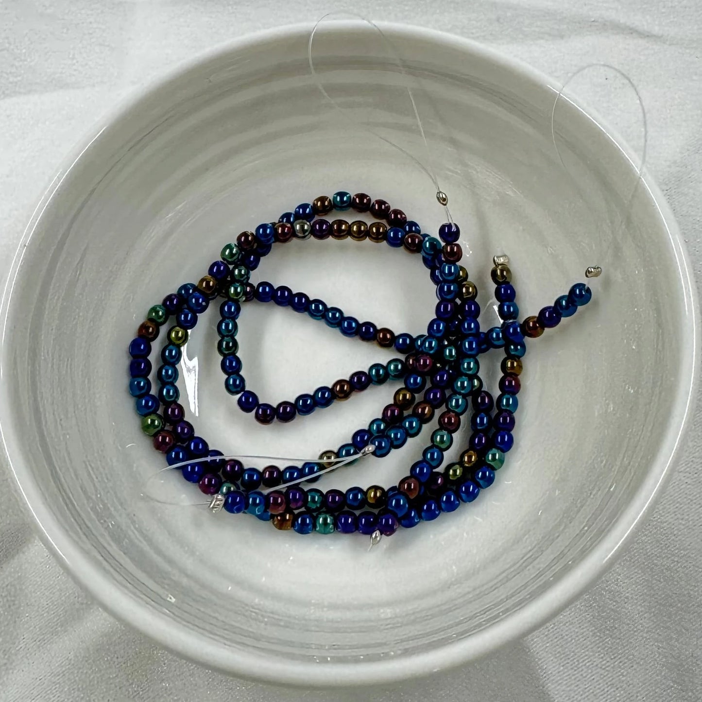 3mm Blue Iris Round Glass Bead, Single Strand (60pcs) Pearl Beads