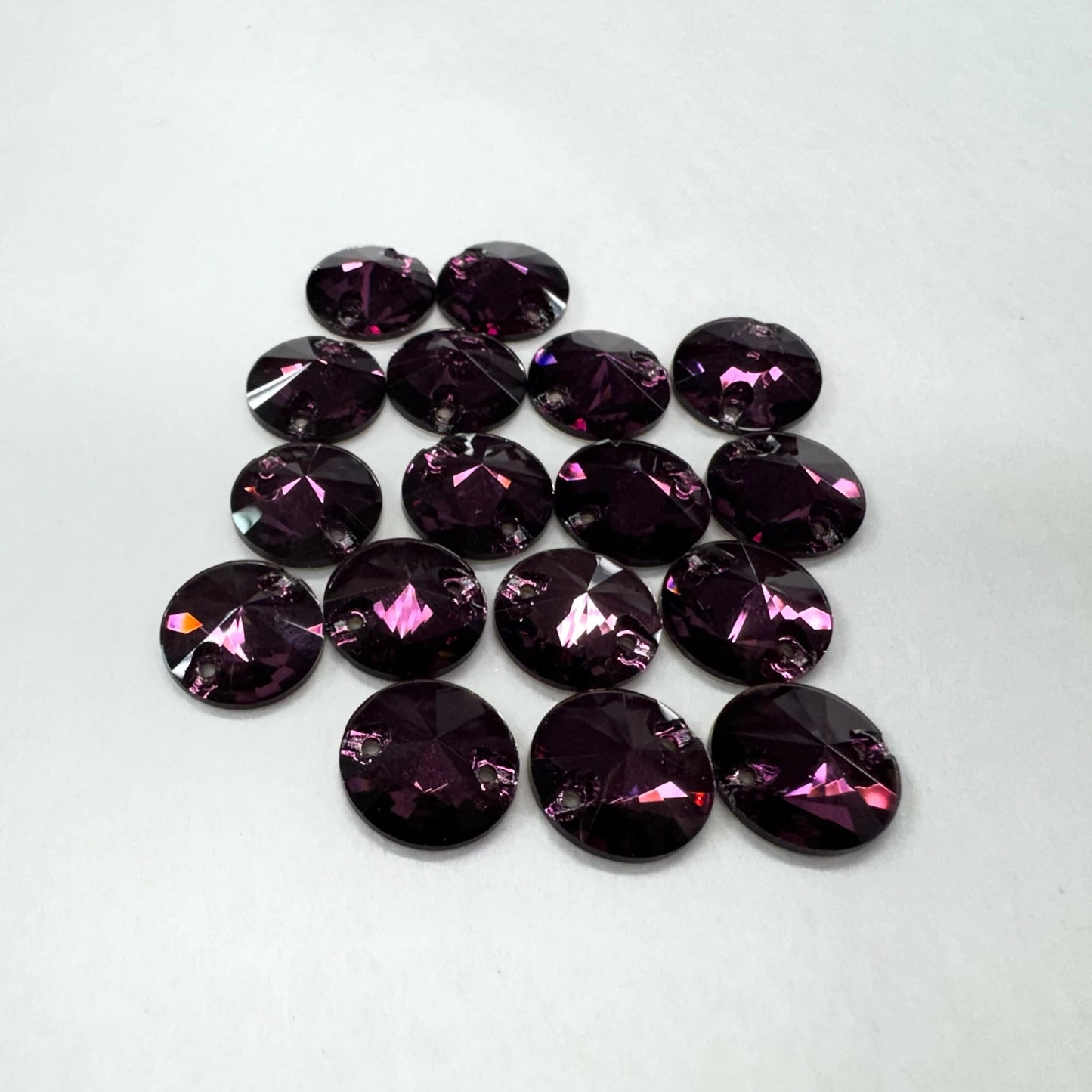 12mm Light Purple Velvet Rivoli Glass Gem, Sew on (Sold in Pair) Glass Gems
