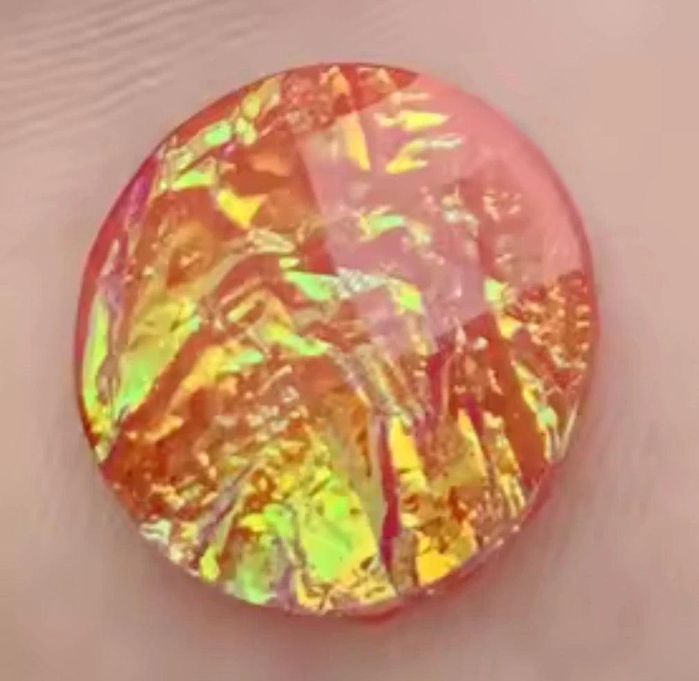 12mm Coral Opal Resin Gem (Sold in Pair) Sundaylace Creations & Bling
