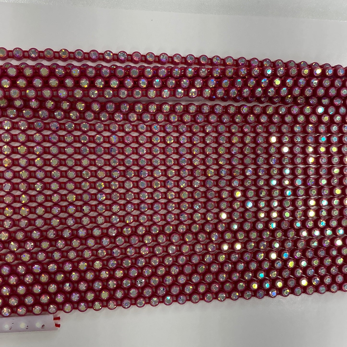 Ss8 AB on Hot Pink Plastic Rhinestone Banding, Crystal Lane Brand, Sold by yard Plastic Rhinestone Chain