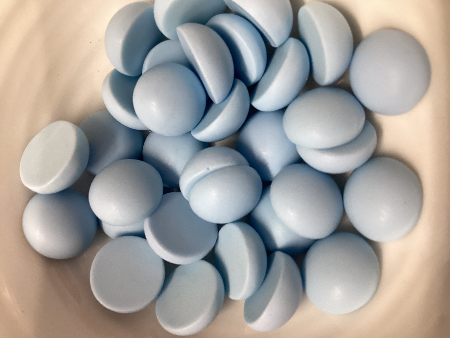 12mm Baby Blue Smooth Matte Dome Round, Glue on, Resin Gems (Sold in Pair) Resin Gems