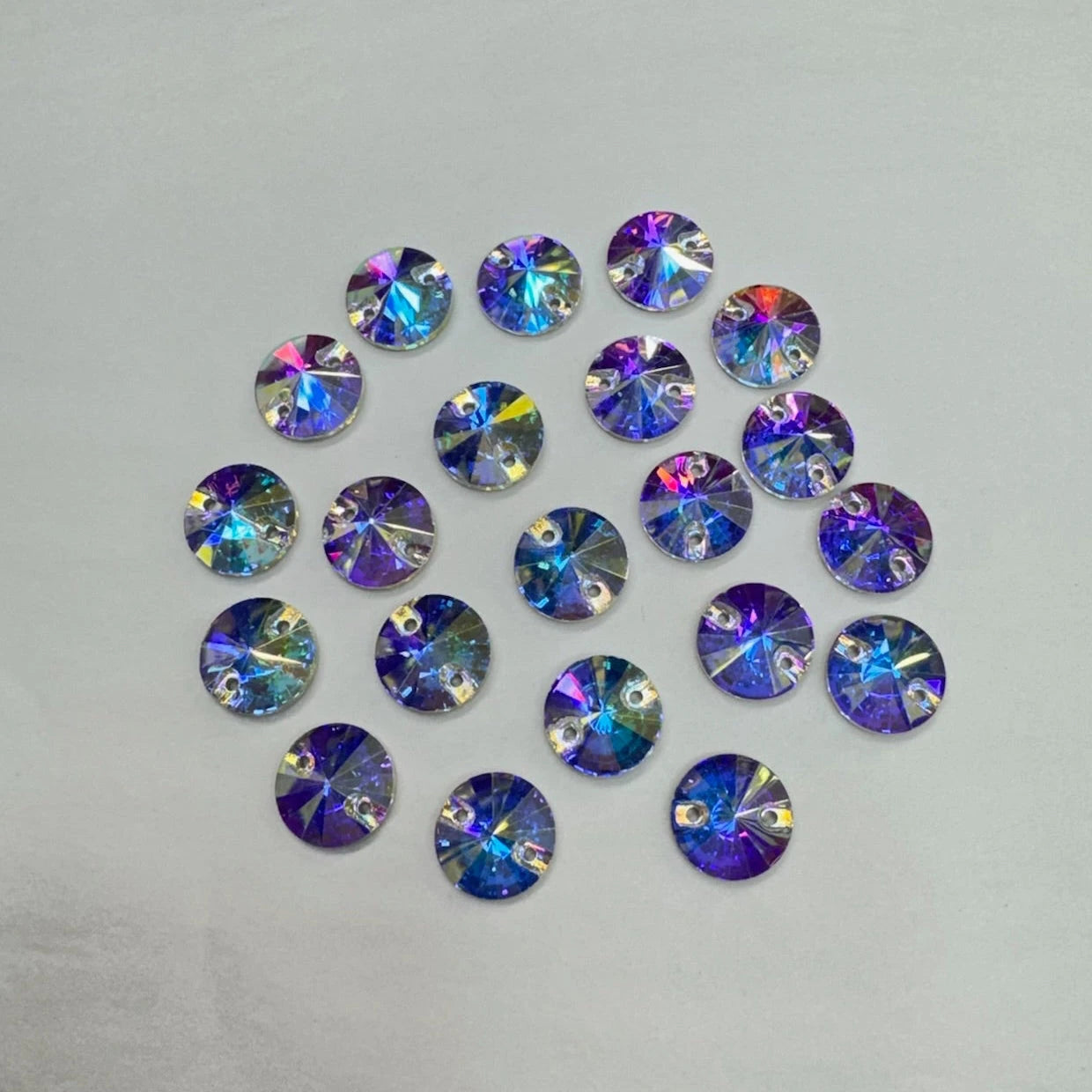 12mm AB High Quality Rivoli, , Sew on, Fancy Glass Gem (Sold in Pair) Fancy Glass Gems