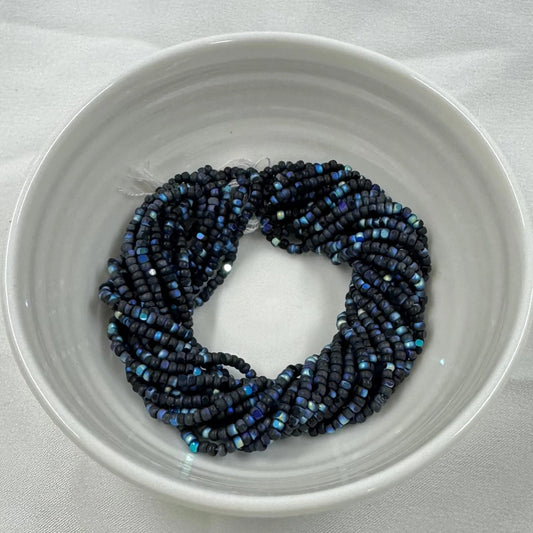 11/0 Charlotte Cut *Premium Seed Bead- Opaque MATTE Jet Black Aurore Boreale (AB) *10g Hank* India Sheen Charlotte Cut Seedbeads