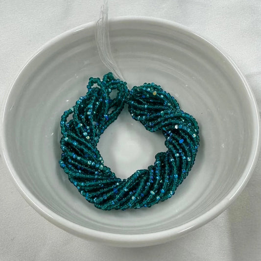 11/0 Charlotte Cut *Premium Seed Bead- Patina Transparent Teal Green Aurore Boreale AB *10g Hank* India Sheen Charlotte Cut Seedbeads